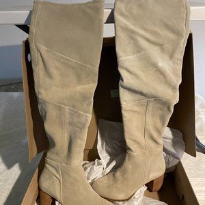 OVER THE KNEE REAL SUEDE MATISSE BOOTS SIZE 7.5 SIDE ZIP 2 1/2" HEEL NICE COLOR